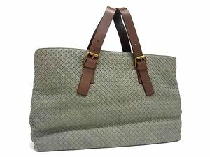 1円 ■美品■ BOTTEGA VENETA ボッテガヴェネタ イントレチャート レザー トートバッグ ハンドバッグ ショルダー グレージュ系 FE4798