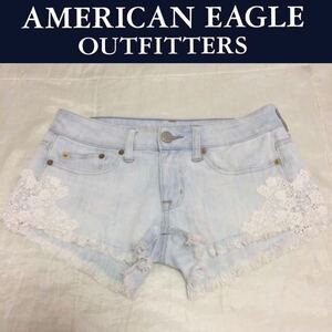 美品☆American Eagle レース付き デニムショートパンツ M(2) アメリカンイーグル