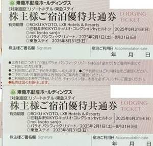 東急不動産 株主優待 券 リゾートホテル 東急ステイ 宿泊優待共通券 2枚 2025年8月まで