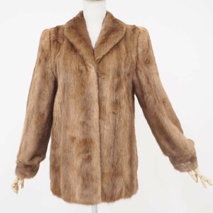 美品【 Nakamura Fur / シンプルデザイン 】 高級毛皮 パステルミンク ◆ハーフコート 72cm丈 ◆ブラウン ◆サイズ 11号 大き目 ◆U698Y