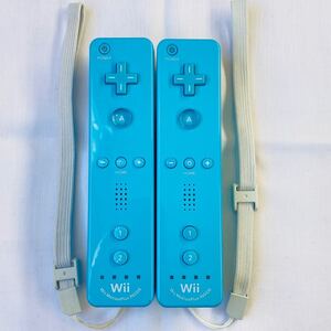 【送料無料】Wii リモコン モーションプラス RVL-036 2本セット ストラップ付き ブルー アオ 青 中古 動作確認済み 現状品 周辺機器 任天堂