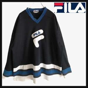 【希少】FILA フィラ 長袖 メッシュ シャツ ビックロゴ ホッケー フットボール