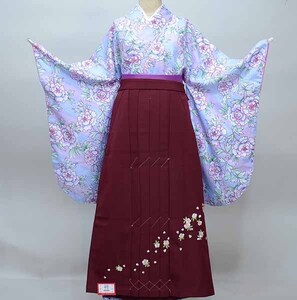 着物袴セット ジュニア用へ直し 135cm～150cm 百花繚乱 牡丹 薄紫 袴色変更可能 新品（株）安田屋 NO36051-2