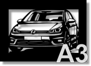 フォルクスワーゲン(Volkswagen) ゴルフ GOLF 7の切り絵　(1)【A3サイズ】[C3-096]