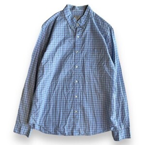 J.CREW ジェイクルー LIGHT WEIGHT SHIRT 長袖 コットン ギンガム チェック ボタンダウン シャツ トップス カットソー 古着 L ブルー 青