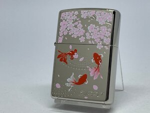 送料無料 ZIPPO[ジッポー]金魚と桜 ホワイトニッケル