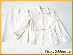◆Pinky & Dianne ピンキー&ダイアン◆コットンスーツ◆ホワイト 36サイズ Sサイズ7号 ジャケット＆タイトスカート デニムやワンピースに