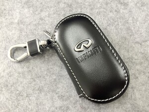 インフィニティ INFINITI キーケース スマートキー ラウンドファスナー シュリンクレザーキーケース　鍵　収納 軽量 ブラック