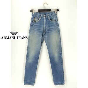 A9867/ビンテージ 90s 訳あり 春夏 ARMANI JEANS アルマーニジーンズ スレ加工 テーパード デニム パンツ S程 30 L34 インディゴ メンズ