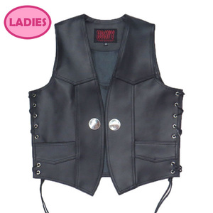 HEAVY オイルレザーベスト ブラック（XS）VEST (HVO-01) レディース