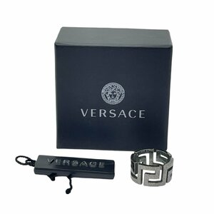 USED VERSACE ヴェルサーチ メデューサ グリーク リング 約14号 シルバー系 レディース メンズ ユニセックス グレカ 指輪 箱付