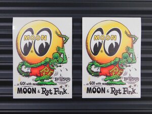 ◆送料\110◆【MOONEYES・ムーンアイズ】※《Rat Fink × MOON・アイボールステッカー ／ クリアタイプ 2枚 》　DM232　ラットフィンク