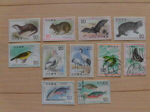 切手『小動物・鳥・魚など』11枚一括（未使用８枚）日本郵便