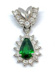 【即決】 PT900 ペンダント トップ グリーンガーネット 0.78ct ダイヤモンド 0.25ct 0.15ct 3.3g ジュエリー アクセサリー プラチナ