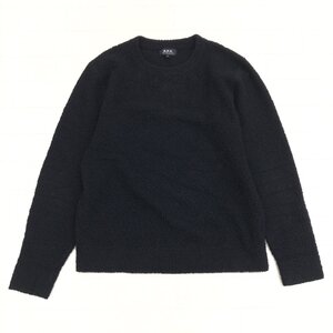 ●A.P.C. アーペーセー クルーネック ウール ニット セーター S 黒 ブラック 長袖 カットソー 国内正規品 メンズ 紳士