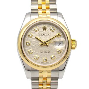 ロレックス デイトジャスト 10Pダイヤ F番 ブランドオフ ROLEX K18（イエローゴールド） 腕時計 K18/SS 中古 レディース