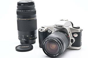 1B-678 Canon キヤノン EOS Kiss EF 28-80mm IV USM + 75-300mm II USM 一眼レフフィルムカメラ オートフォーカス