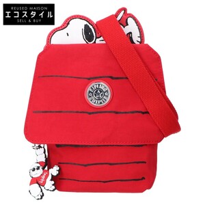 美品 Kipling キプリング x PEANUTS ピーナッツ KPKI7771PE91 レッドハウスバッグ スヌーピー ショルダーバッグ レッド レディース