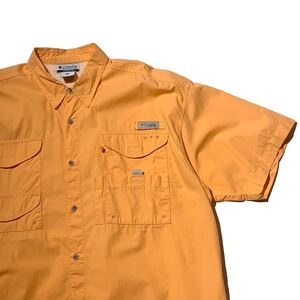 希少 90s ビンテージ Columbia PFG ショートスリーブ フィッシングシャツ コロンビア アウトドア オレンジ 1990年代