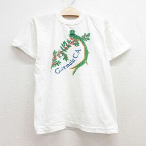 古着 半袖 ビンテージ Tシャツ キッズ ボーイズ 子供服 70s グァテマラ 鳥 染み込みプリント クルーネック 白 ホワイト spe 23jul18