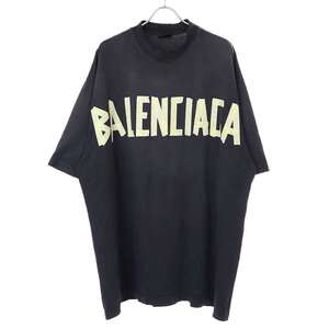 BALENCIAGA バレンシアガ Tape Type Medium Fit Tee テープロゴTシャツ 739784 TOVA9 チャコール XL ITG459K4XFIW