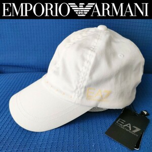 【新品未使用】EMPORIO ARMANI EA7 エンポリオ アルマーニ キャップ 男女兼用 背面シルバープレート レア お洒落 サイズ調節可