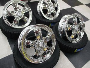 ■存在感バツグン！メッキホイール■ハスラー専用スタッドレス■ダンロップWM02 165/60R15■純正タイヤサイズ■キャストアクティバもOK