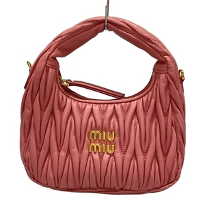 ミュウミュウ miumiu ハンドバッグ ワンダー レザー ピンク ミニバッグ 美品 バッグ