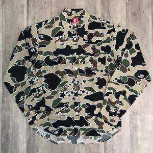 ★美品★ sta camo 長袖シャツ green Lサイズ a bathing ape bape psyche エイプ ベイプ アベイシングエイプ サイケ 初期 迷彩 nigo