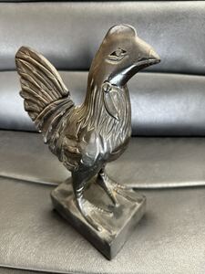 ★ 木彫り 鳥 チャボ 鶏 闘鶏 木製人形 民芸品 工芸品 インテリア 置物 中古