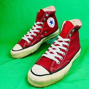 ★希少★ 即決 囲みロゴ 80s USA製 CONVERSE 約25cm ALL STAR ハイカット キャンバス レッド コンバース オールスター