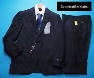 新品17.3万円 大手百貨店扱い 春夏『Ermenegildo Zegna ゼニア TROPICAL 伊製生地』ウール100% ストライプ スーツAB4濃紺(B) 1508061