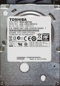 TOSHIBA MQ01ABF032 2.5インチ 7mm SATA600 320GB 41回 16524時間