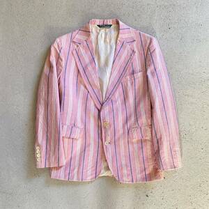 80’s RALPH LAUREN LINEN STRIPE TAILORED JACKET テーラードジャケット ストライプ　ラルフローレン　古着　vintage used