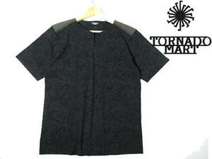 日本製■ 即決　トルネードマート　総柄　ボタニカル柄　キーネック　半袖カットー　Tシャツ　TORNADO MART　花柄　切替え