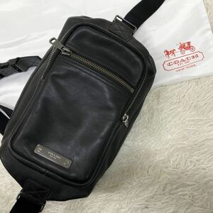 1円 【美品・入手困難】 COACH コーチ トンプソン ショルダーバッグ ビジネス ボディー 71185 メンズ レザー 通勤 通学 ロゴメタル 黒