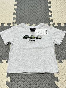 新品Tシャツ ジムニー Jimny 90 子供 ベビー キッズ クルマ スズキ SUZUKI レア おしゃれ 男の子 刺繍 未使用 オシャレ グレー 淡灰