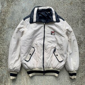 【L】イタリア製 FILA 中綿 リバーシブルジャケット 白×紺■ビンテージ オールド レトロ ヨーロッパ古着 フィラ