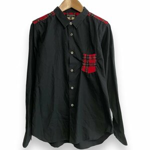 ほぼ美品 11AW COMME des GARCONS HOMME PLUS コムデギャルソンオムプリュス デカダンス期 チェック柄 長袖 シャツ XS レッド×ブラック