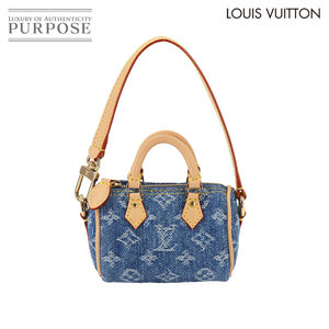 未使用 展示品 ルイ ヴィトン LOUIS VUITTON モノグラム デニム バッグ チャーム ミクロ スピーディ キーホルダー ブルー M01701 90253188