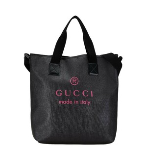 グッチ ロゴ ハンドバッグ トートバッグ ショルダーバッグ 2WAY 231859 ブラック ピンク レザー レディース GUCCI 【中古】