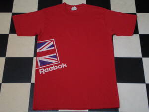 80s 90s Reebok Tシャツ M (S位) 80年代 90年代 USA製 リーボック 脇プリント VINTAGE ビンテージ 古着 トップス 英国旗 ユニオンジャック