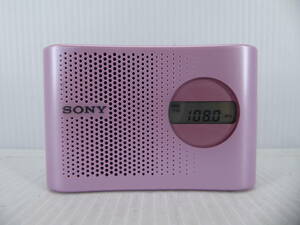 ★☆SONY ワイドFM対応 FM/AMコンパクトラジオ ICF-M55 ピンク 動作品 オマケ新品電池付き☆★