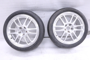 3Y-545★DUNLOP★DIREZZA★18×9.5J 5穴 PCD 114.3 +53 タイヤホイールセット2本 255/40R18 ランエボ 鍛造 ダンロップ 三菱 (KK)