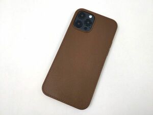 iPhone 12 / 12 Pro用 レザー風 ソフトケース カバー TPU ブラウン