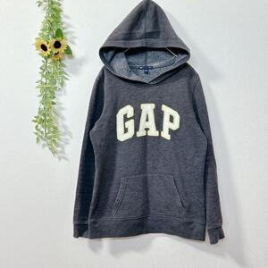 【c1665】GAP ギャップ　パーカー　ダークグレー　S センターロゴ