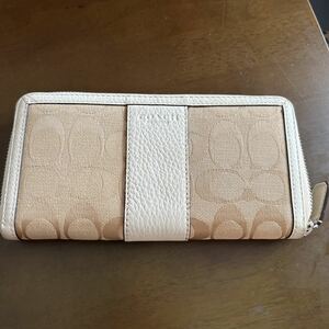 【1039】COACH コーチ長財布 ラウンドファスナー長財布 シグネチャー 美品