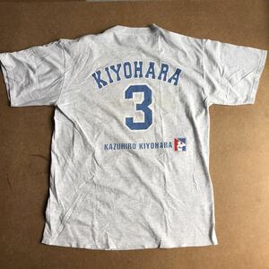 USA製 90年代 西武ライオンズ 清原和博 3番 日本プロ野球チーム グレー プリントTシャツ