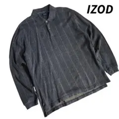 IZOD ヘリンボーン・格子柄・秋冬向け・長袖ポロシャツ 83862