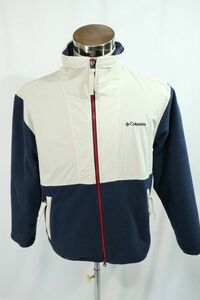 【Used】Columbia コロンビア ナイロン×フリース 切り替え バイカラージャケット 登山 アウトドア キャンプ 古着 白×紺 S ■ET23L0121